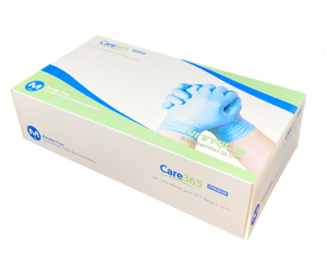 Рукавички нітрилові неопудрені Care 365, M (100шт.)