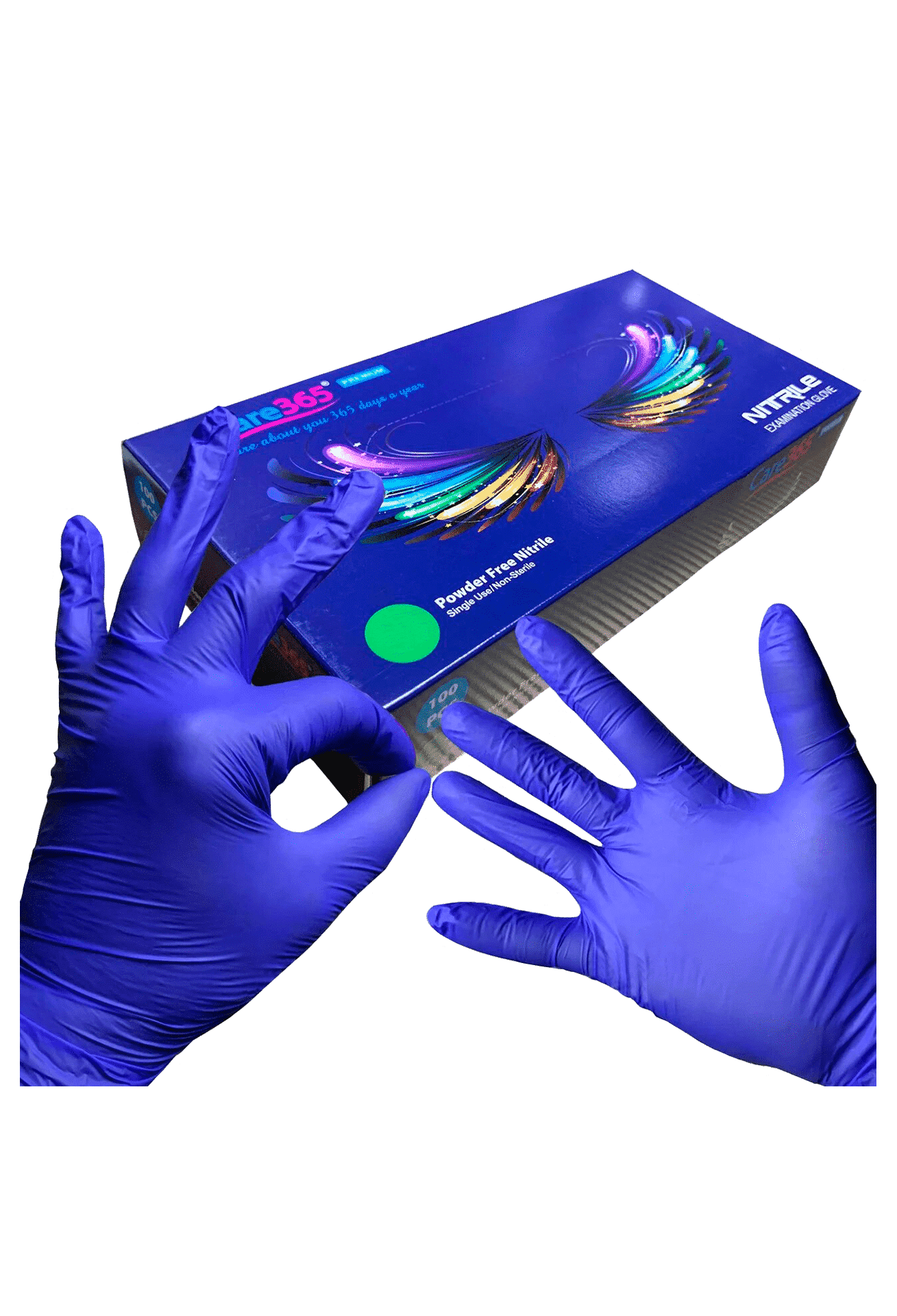 Перчатки нитриловые без пудры Care 365, S (100шт.)