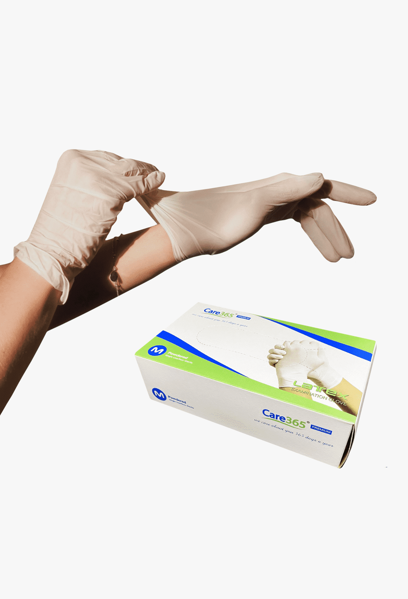 Перчатки латексные припудренные Care 365, L (100шт.)