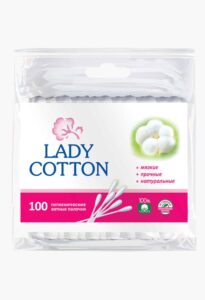Lady Cotton Палички ватні в поліетиленовому пакеті, 100шт.