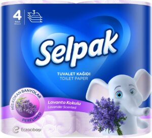 SELPAK Папiр туалетний Perfumed, кольоровий, з аром. “Лаванда”, 4шт.