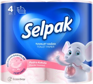 SELPAK Папiр туалетний Perfumed, кольоровий, з аром. “Пудра”, 4шт.