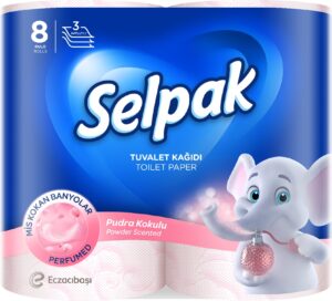 SELPAK Папiр туалетний Perfumed, кольоровий, з аром. “Пудра”, 8шт.
