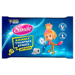 Smile дитячий вологий туалетний папір “Фіксики” з клапаном, шоу-бокс, 44шт.