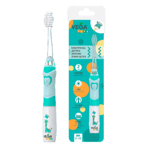 Електрична дитяча звукова зубна щітка Vega Kids VK-400B LIGHT-UP (блакитна)