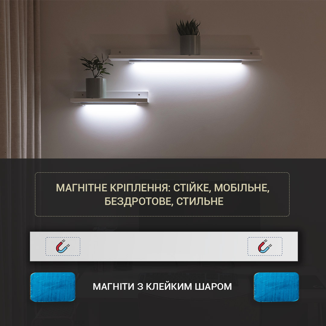 Світлодіодна лампа LED з акумулятором та датчиком руху, 22см
