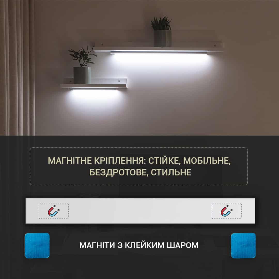 Светодиодная лампа LED с аккумулятором та датчиком движения, 60см