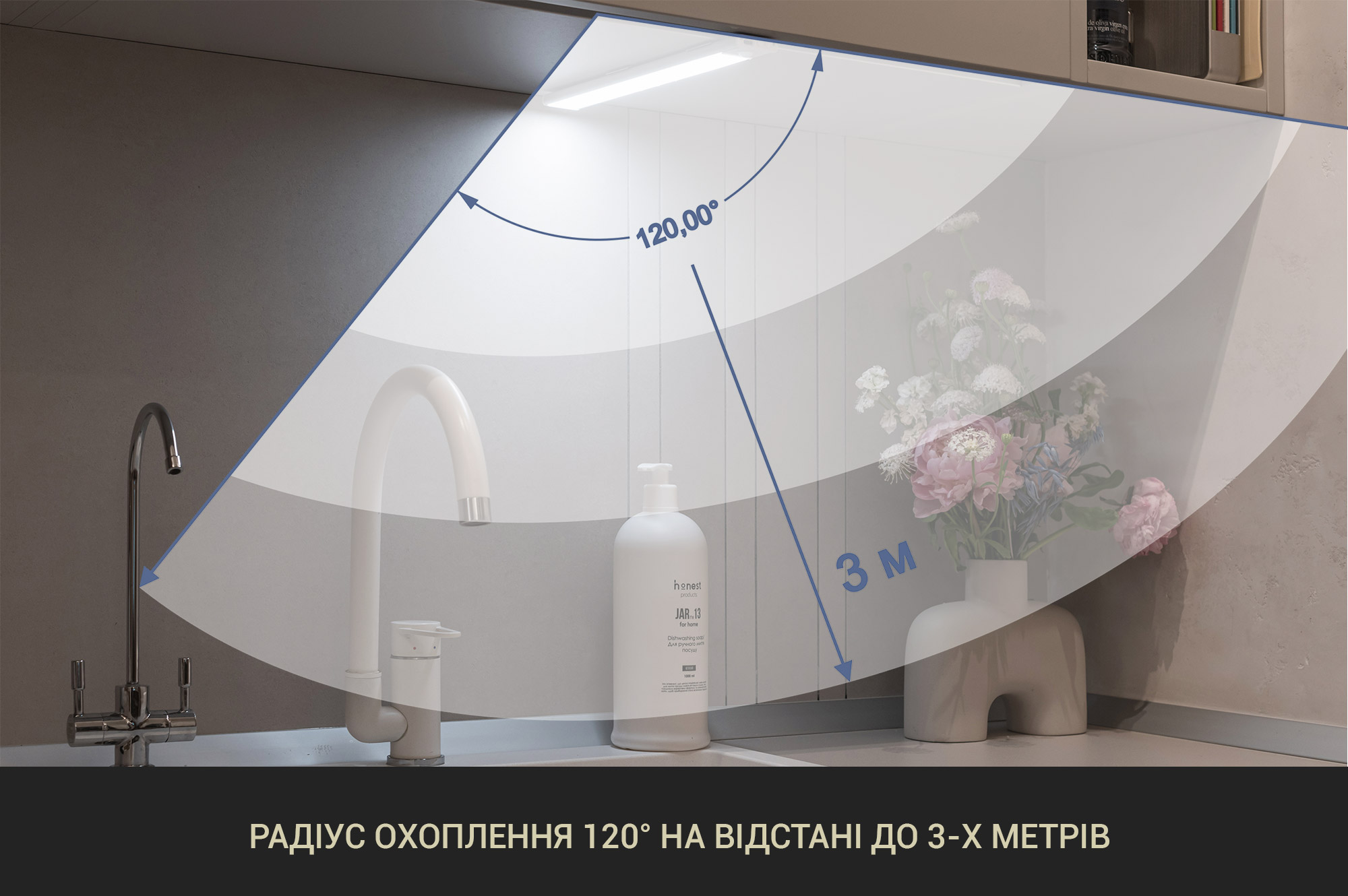 Светодиодная лампа LED с аккумулятором та датчиком движения, 30см