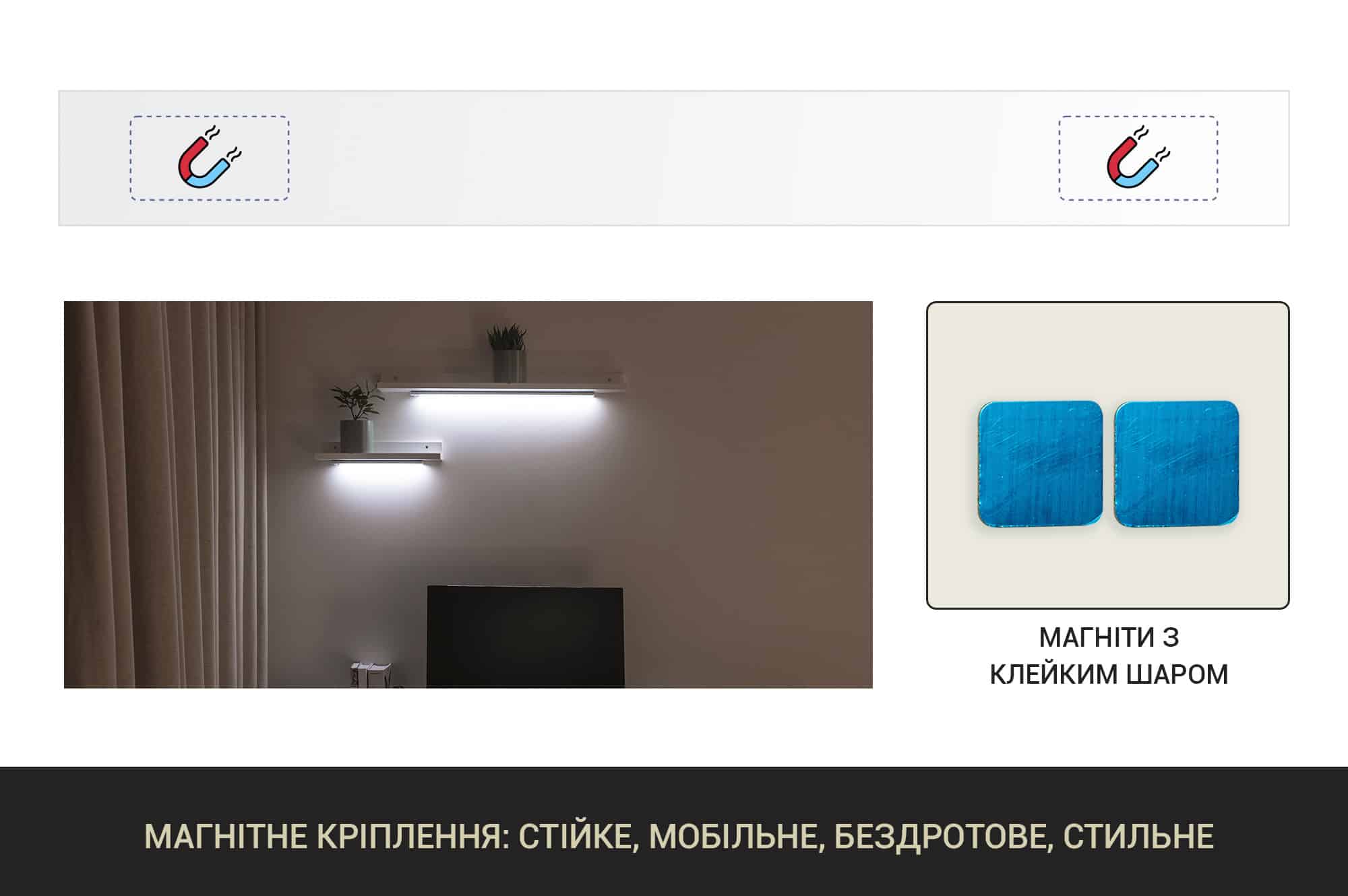 Светодиодная лампа LED с аккумулятором та датчиком движения, 60см
