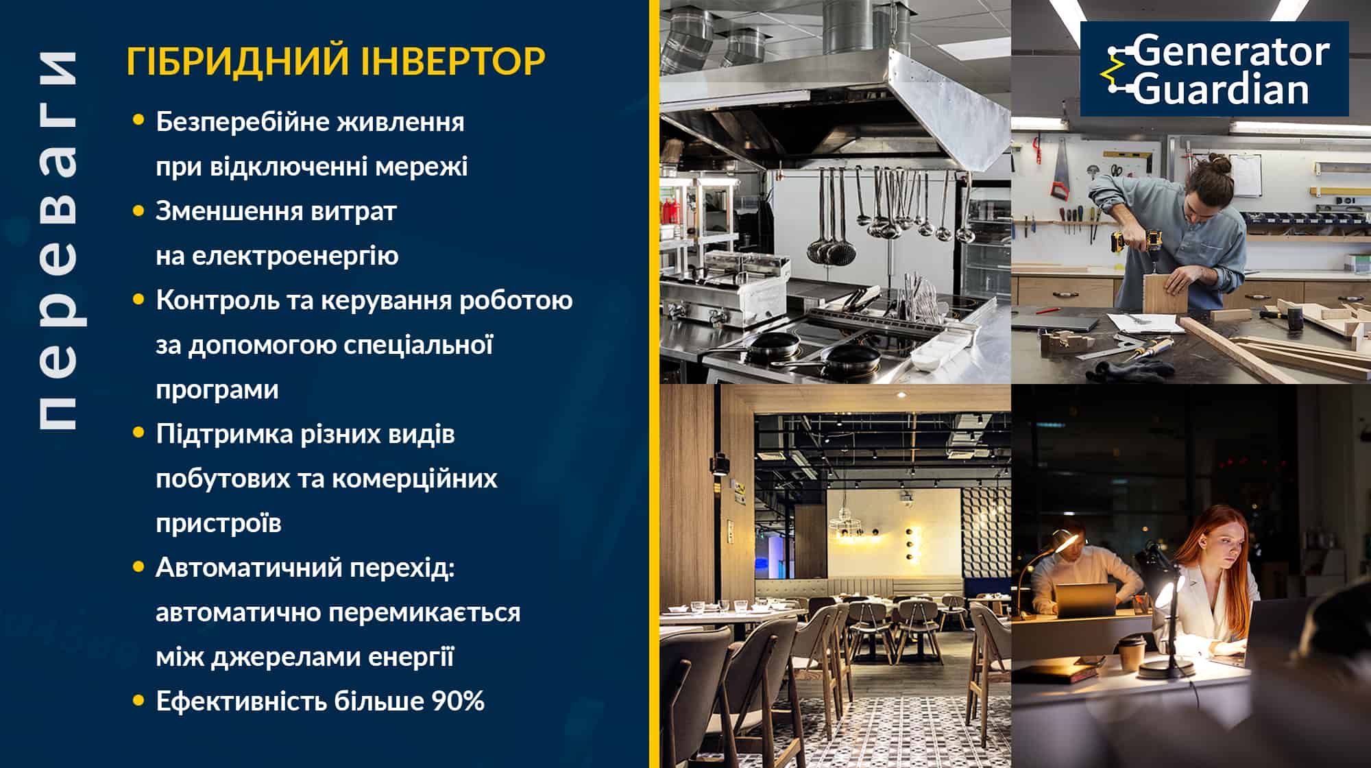 Гибридный инвертор Generator Guardian 12kW/12000Вт, 48V/48В, чистая синусоида, бесперебойник / UPS / ИБП, (SEI-12K-SP)