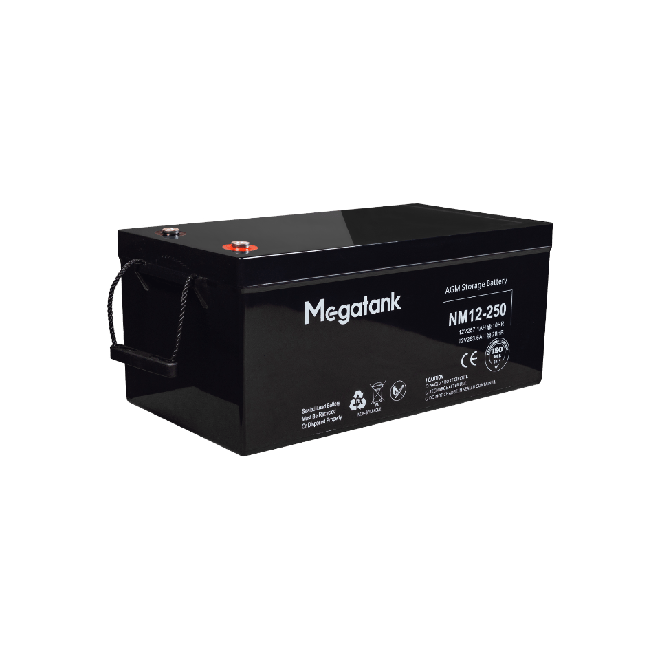 Кислотний акумулятор 12В 250А*год (3000 Вт*год) для UPS / ДБЖ, батарея AGM Megatank 12V 250Ah