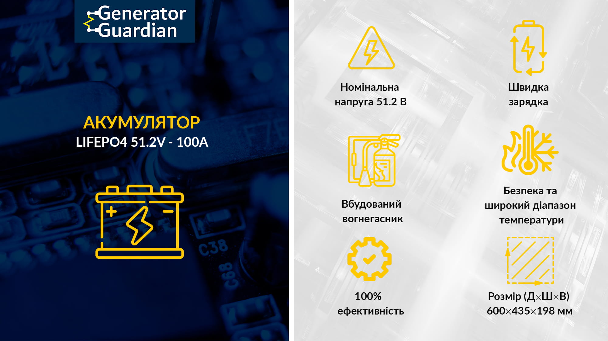 Комплект альтернативной энергетики для бизнеса и дома на 12кВт, гибридный инвертор GG + 2шт АКБ LiFePo4 51.2 В 100А*ч (5120 Вт*ч) + 22шт Солнечные панели GG 540W + Wi-Fi модуль для гибридного инвертора
