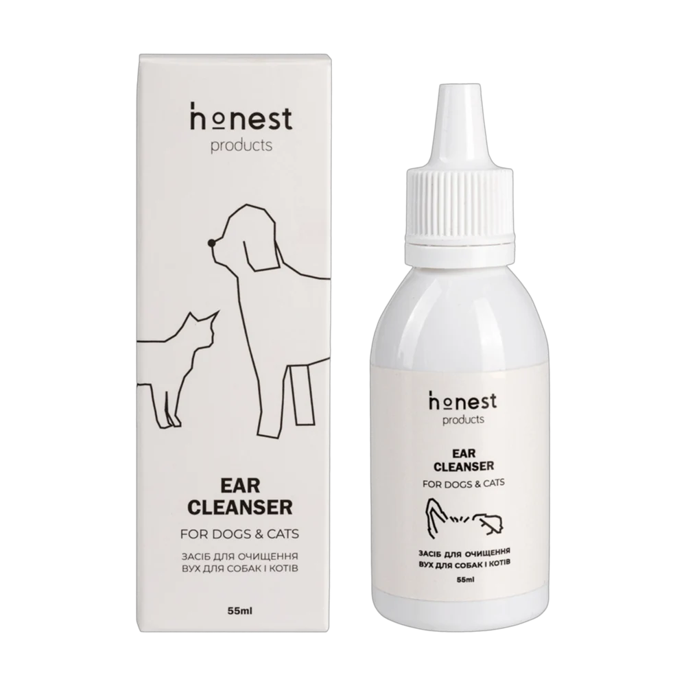 Засіб для очищення вух для собак і котів від honest products, 55мл