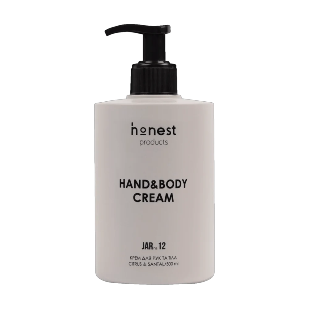 Зволожувальний крем для рук та тіла JAR №12 citrus & santal від honest products, 500мл